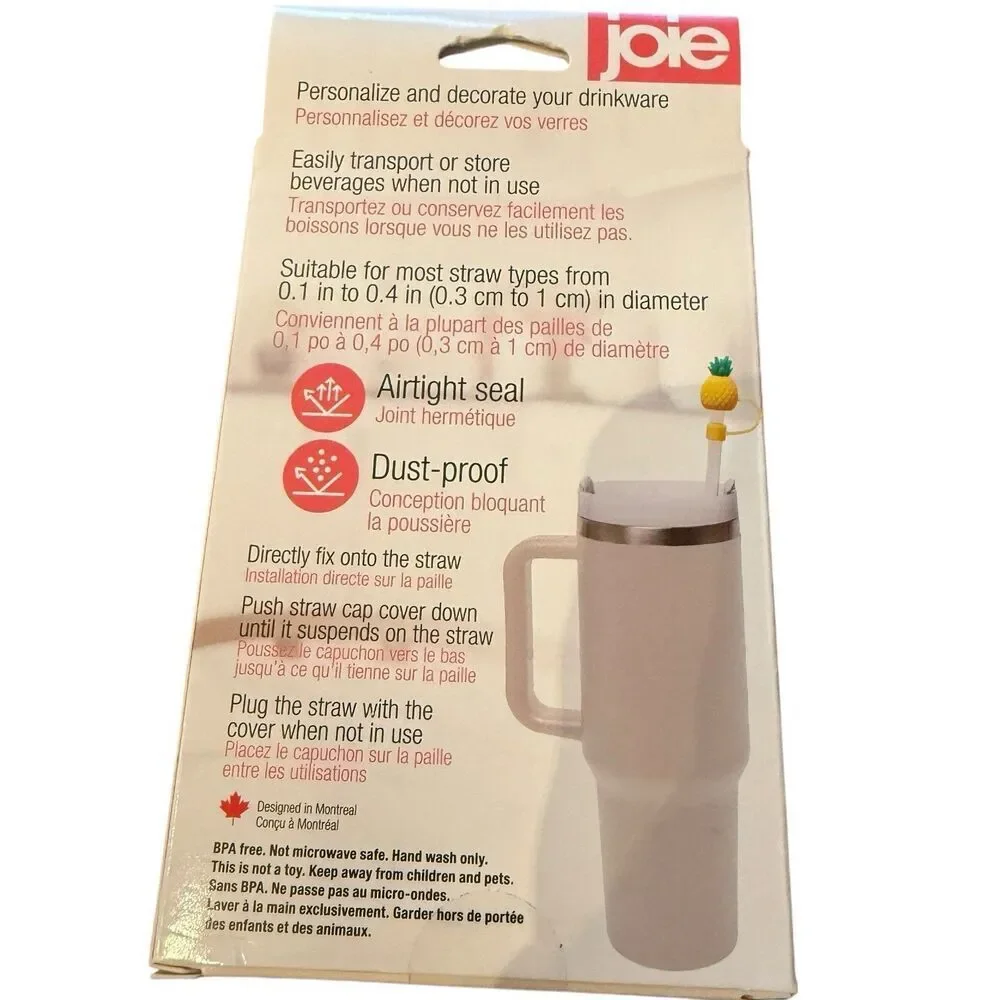 Joie Groovy Silicone Straw Caps, 4 Pack (Gold/yellow/black/grey) - 12.5x10x1cm